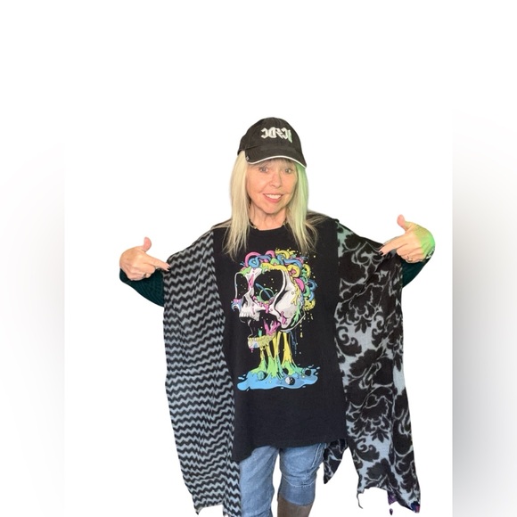 Monster Skully Upcycle Poncho - Picture 5 of 8